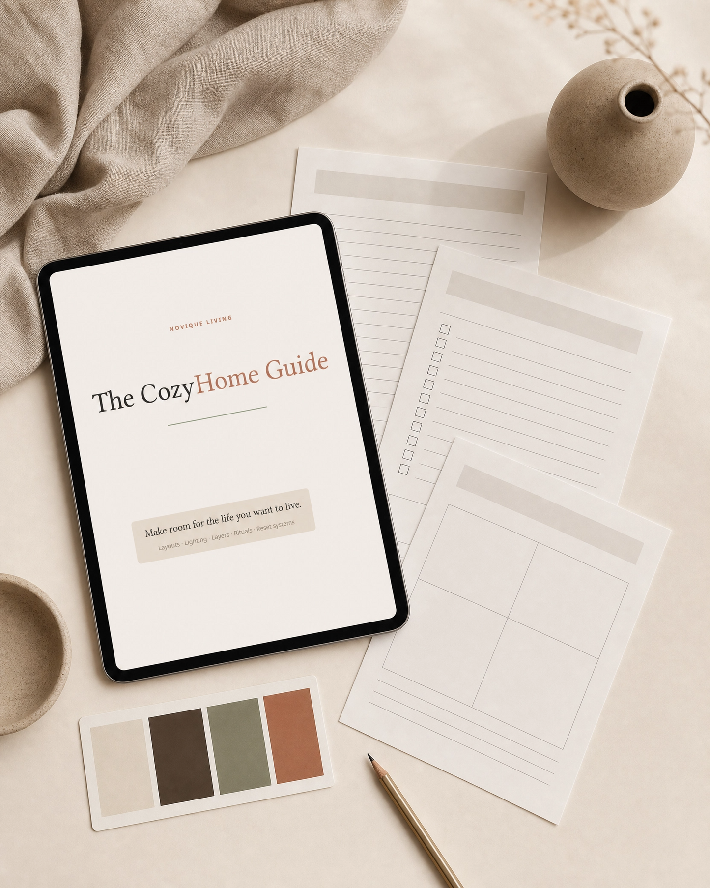 The Cozy Home Guide — Modern Living Room Styling & Organization Planner