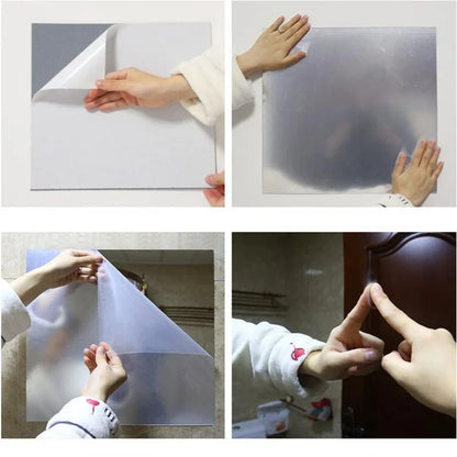 Elliptic HD Anti Fog Wall Mirror Sticker Self Adhesive Shatterproof Acrylic Non-Glass Safety Mirror Sheets for Home Decor