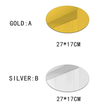 Elliptic HD Anti Fog Wall Mirror Sticker Self Adhesive Shatterproof Acrylic Non-Glass Safety Mirror Sheets for Home Decor