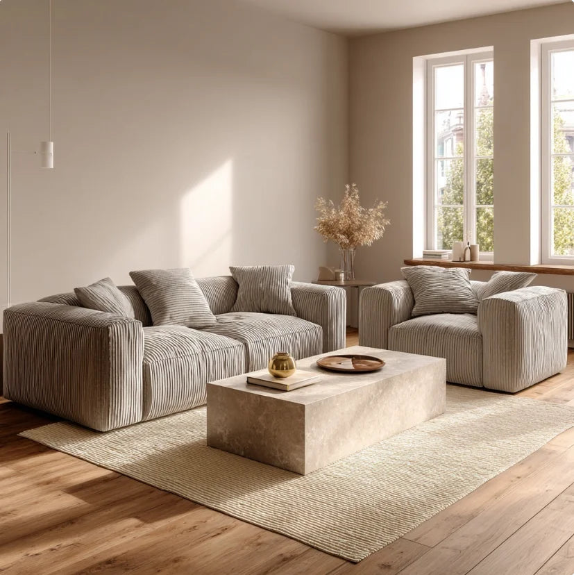 Modern Cloud Sectional Sofa with Plush Fluffy Upholstery | L-Shaped Living Room Couch, Vacuum Compressed for Easy Delivery