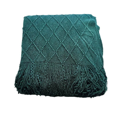 Nordic Geometric Knit Throw Blanket with Fringe Soft Decorative Sofa & Bed Blanket