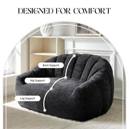 Comfy Bean Bag Sofa with Back Support, Oversized Reading Chair ， Big Fluffy Lazy Lounge Sofa ，Faux Fur Bean Bag Chair ， Stuffed Floor Sofa for Living Room, Bedroom