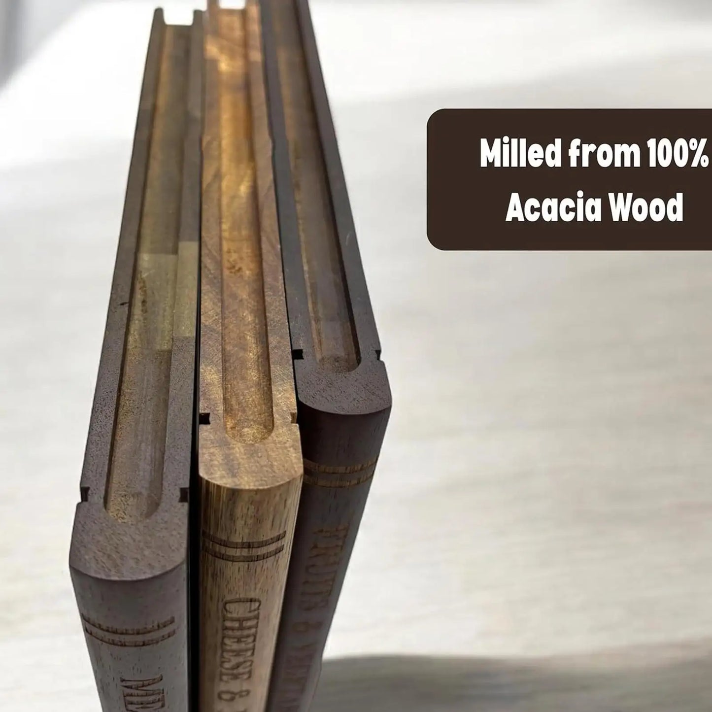3-Piece Book Style Wooden Cutting Board Set with Stand