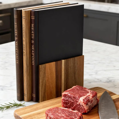 3-Piece Book Style Wooden Cutting Board Set with Stand