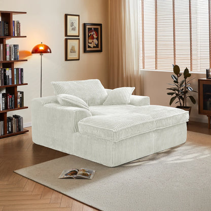 Large Modular Corduroy Double Chaise Sofa Vacuum Compressed for Easy Delivery