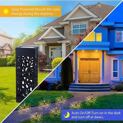 Solar Lawn Lights Outdoor Waterproof Garden Decoration LED Hollow Openwork Projection Light Yard Balcony Path Retro Night Lamp