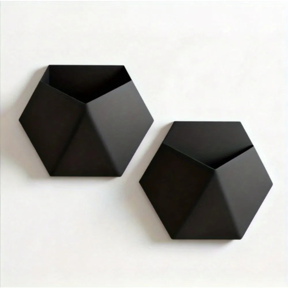 1PCS Geometric Hexagonal Flower Pot Wall-Mounted 3D Printed Succulent Plant Basin Decorative Wall Hanging Planter Indoor Plants