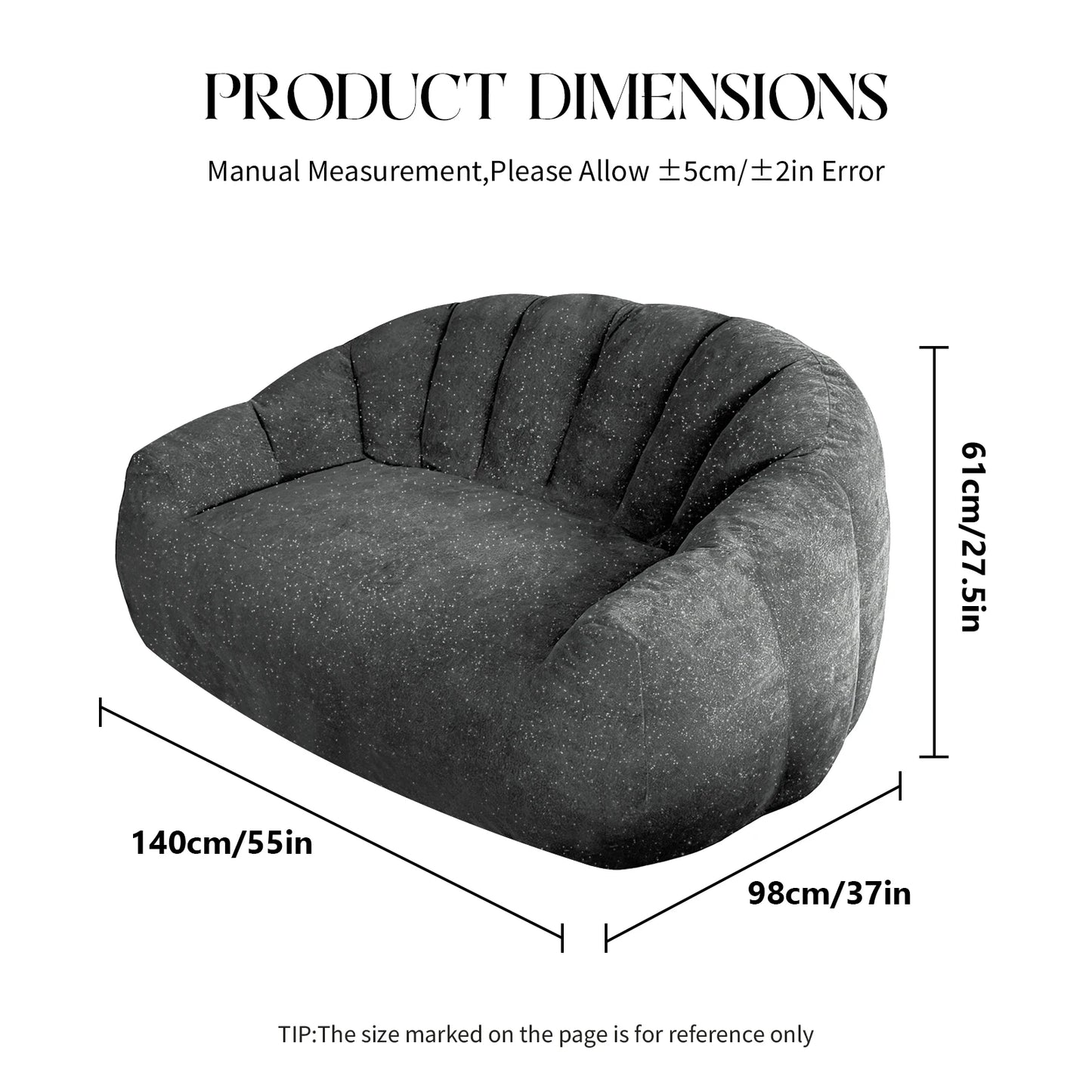Comfy Bean Bag Sofa with Back Support, Oversized Reading Chair ， Big Fluffy Lazy Lounge Sofa ，Faux Fur Bean Bag Chair ， Stuffed Floor Sofa for Living Room, Bedroom
