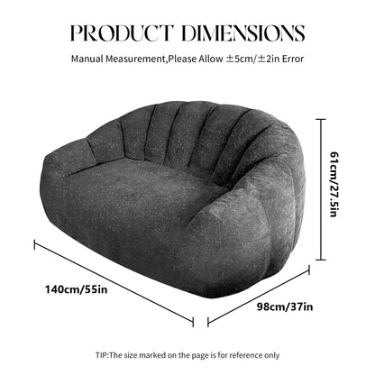 Comfy Bean Bag Sofa with Back Support, Oversized Reading Chair ， Big Fluffy Lazy Lounge Sofa ，Faux Fur Bean Bag Chair ， Stuffed Floor Sofa for Living Room, Bedroom