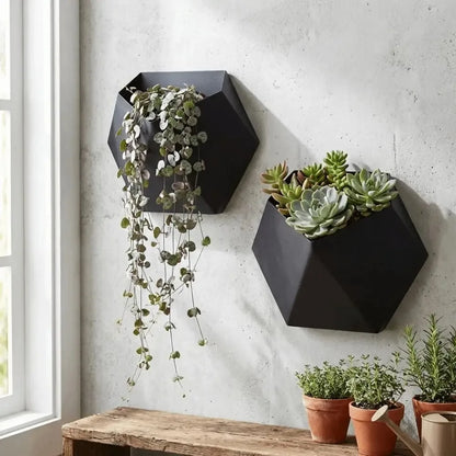 1PCS Geometric Hexagonal Flower Pot Wall-Mounted 3D Printed Succulent Plant Basin Decorative Wall Hanging Planter Indoor Plants