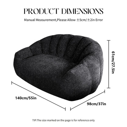Comfy Bean Bag Sofa with Back Support, Oversized Reading Chair ， Big Fluffy Lazy Lounge Sofa ，Faux Fur Bean Bag Chair ， Stuffed Floor Sofa for Living Room, Bedroom