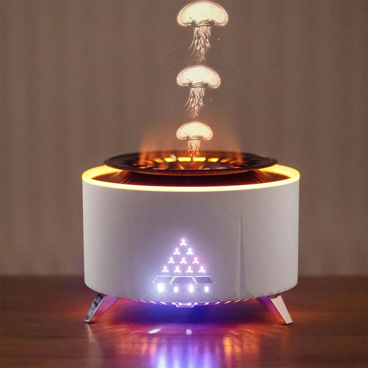 Volcanic Flame Aroma Diffuser with White Noise Jellyfish Mist Essential Oil Humidifier