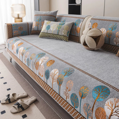 Weaving Jacquard Chenille Sofa Cover for Four Season Living Room Couch Seat Cover Furniture Decor Protector Anti-Slip Sofa Towel