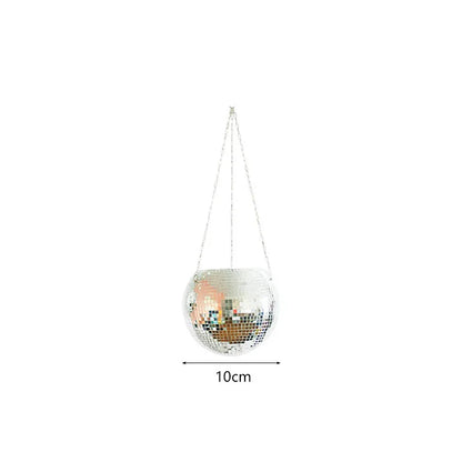 Disco Mirror Ball, Hanging Flower Pot, Hanging Basket, Indoor Ornament, Bohemian-inspired Mirror Ball, Space-saving