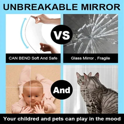 Elliptic HD Anti Fog Wall Mirror Sticker Self Adhesive Shatterproof Acrylic Non-Glass Safety Mirror Sheets for Home Decor