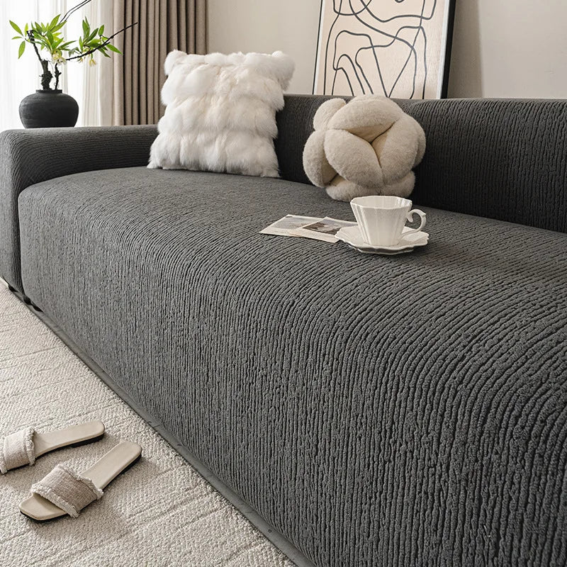 High Elastic Solid Polar Fleece Sofa Cover Nordic Stretch Couch Slipcover for Four Seasons Thick All-Inclusive Sofa Dust Cover