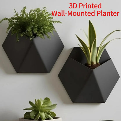 1PCS Geometric Hexagonal Flower Pot Wall-Mounted 3D Printed Succulent Plant Basin Decorative Wall Hanging Planter Indoor Plants