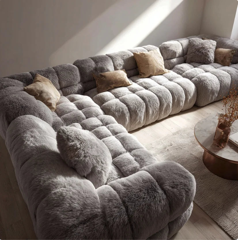 Modern Cloud Sectional Sofa with Plush Fluffy Upholstery | L-Shaped Living Room Couch, Vacuum Compressed for Easy Delivery