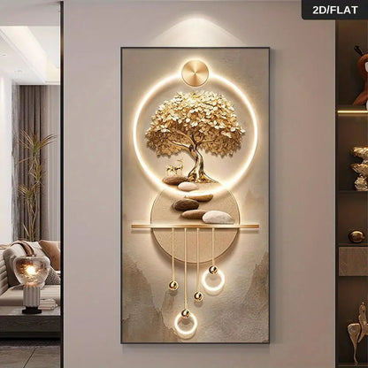 Modern Abstract Tree of Life Canvas Wall Art Elegant Gold Botanical Frameless Print