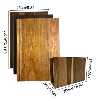3-Piece Book Style Wooden Cutting Board Set with Stand