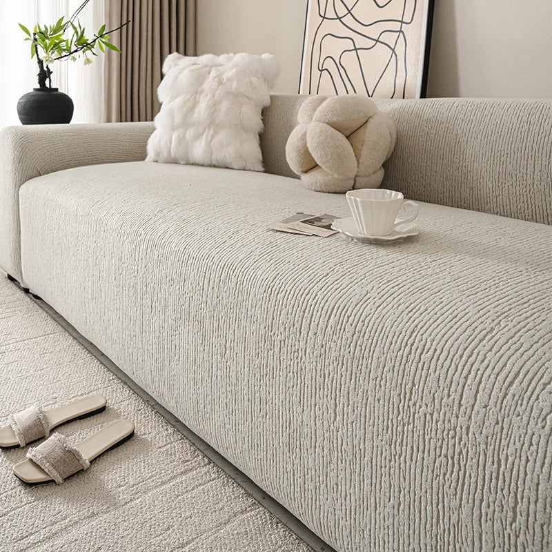 High Elastic Solid Polar Fleece Sofa Cover Nordic Stretch Couch Slipcover for Four Seasons Thick All-Inclusive Sofa Dust Cover