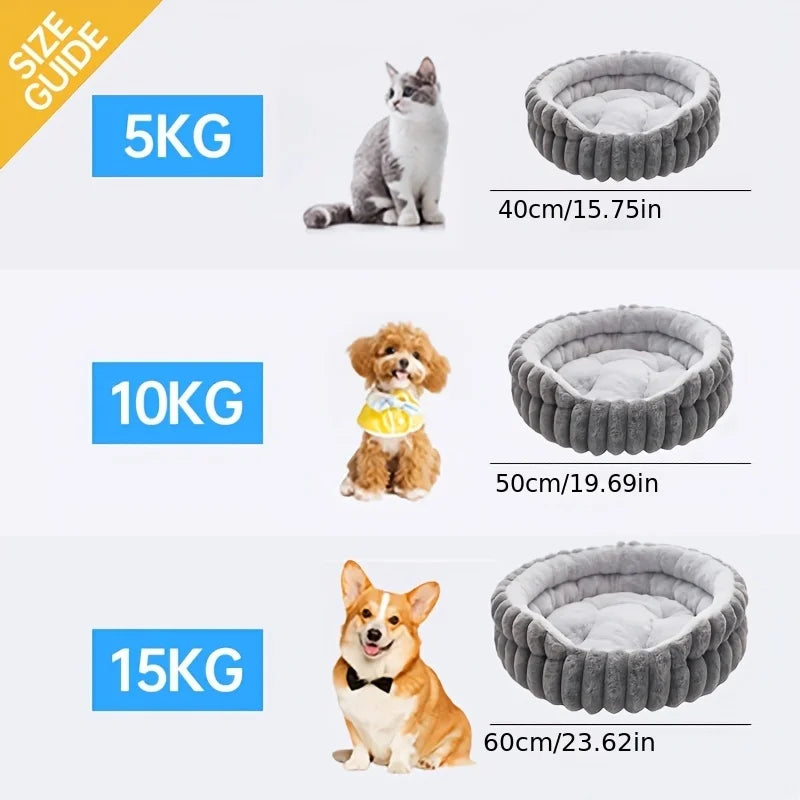 Cat Bed Round Plush Fluffy Nest Bed Cats Pet Cushions, Cozy for Indoor Cats or Small Dog beds, Doughnut Calm Anti-nxiety Dog Bed
