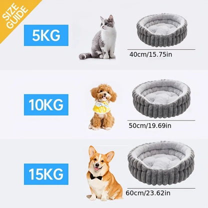 Cat Bed Round Plush Fluffy Nest Bed Cats Pet Cushions, Cozy for Indoor Cats or Small Dog beds, Doughnut Calm Anti-nxiety Dog Bed