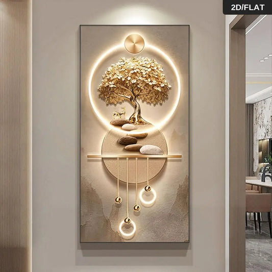 Modern Abstract Tree of Life Canvas Wall Art Elegant Gold Botanical Frameless Print