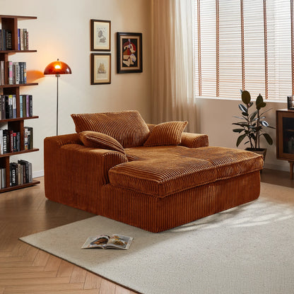 Large Modular Corduroy Double Chaise Sofa Vacuum Compressed for Easy Delivery