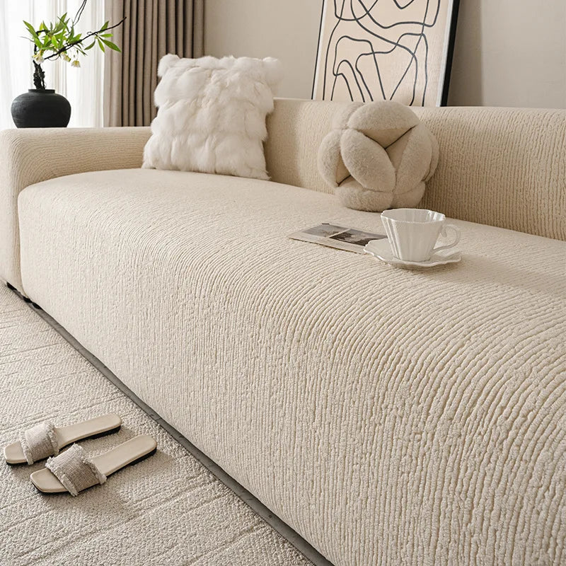 High Elastic Solid Polar Fleece Sofa Cover Nordic Stretch Couch Slipcover for Four Seasons Thick All-Inclusive Sofa Dust Cover