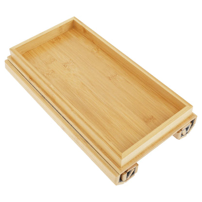 3-in-1 Bamboo Sofa Armrest Tray with Rotating Cup Holder