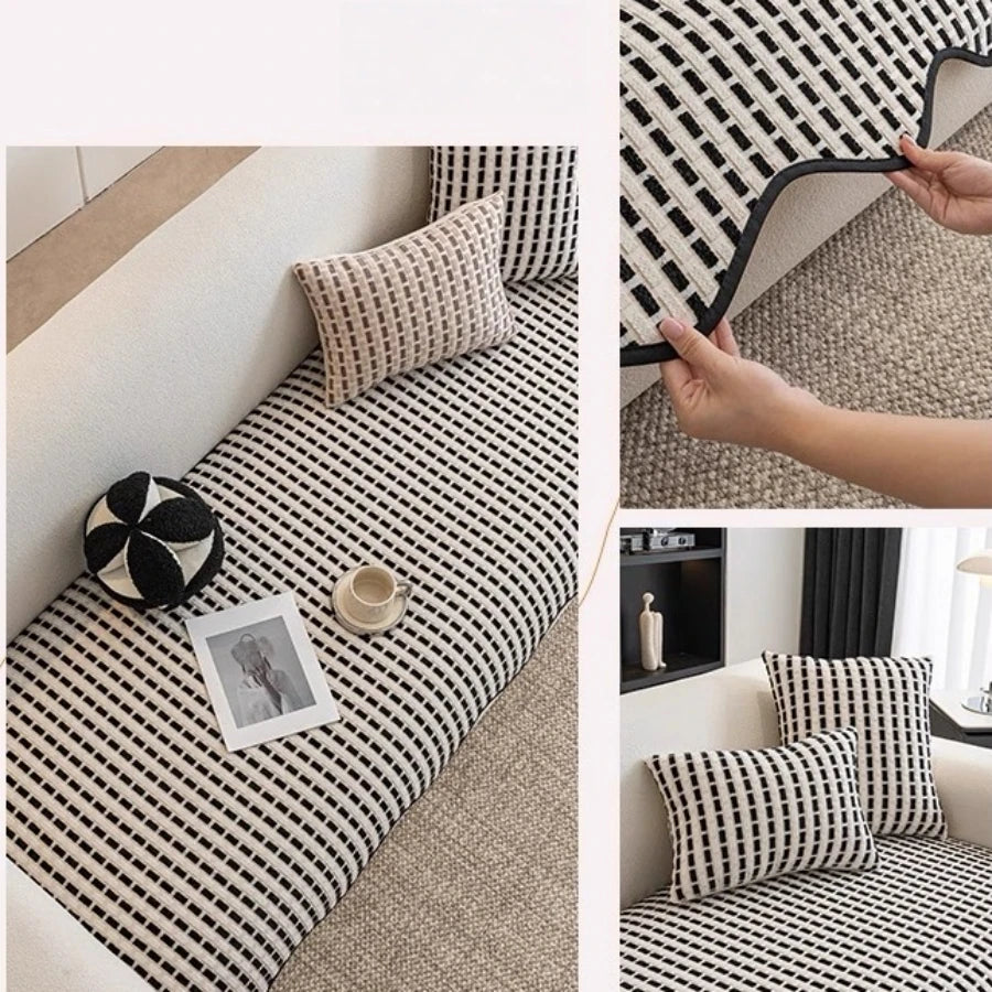 Weaving Jacquard Chenille Sofa Cover for Four Season Living Room Couch Seat Cover Furniture Decor Protector Anti-Slip Sofa Towel