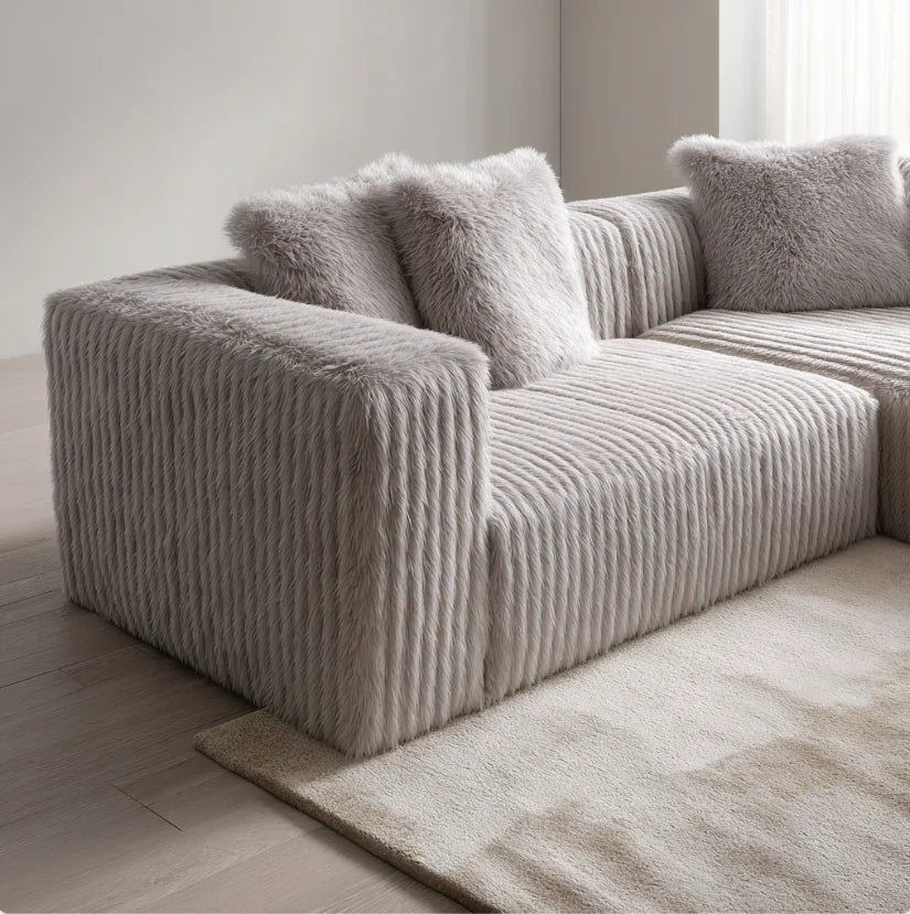 Modern Cloud Sectional Sofa with Plush Fluffy Upholstery | L-Shaped Living Room Couch, Vacuum Compressed for Easy Delivery