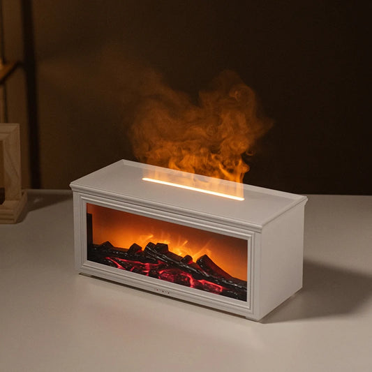 Mini Flame Aromatherapy Diffuser Essential Oil Humidifier with 7 Color LED Fireplace Effect