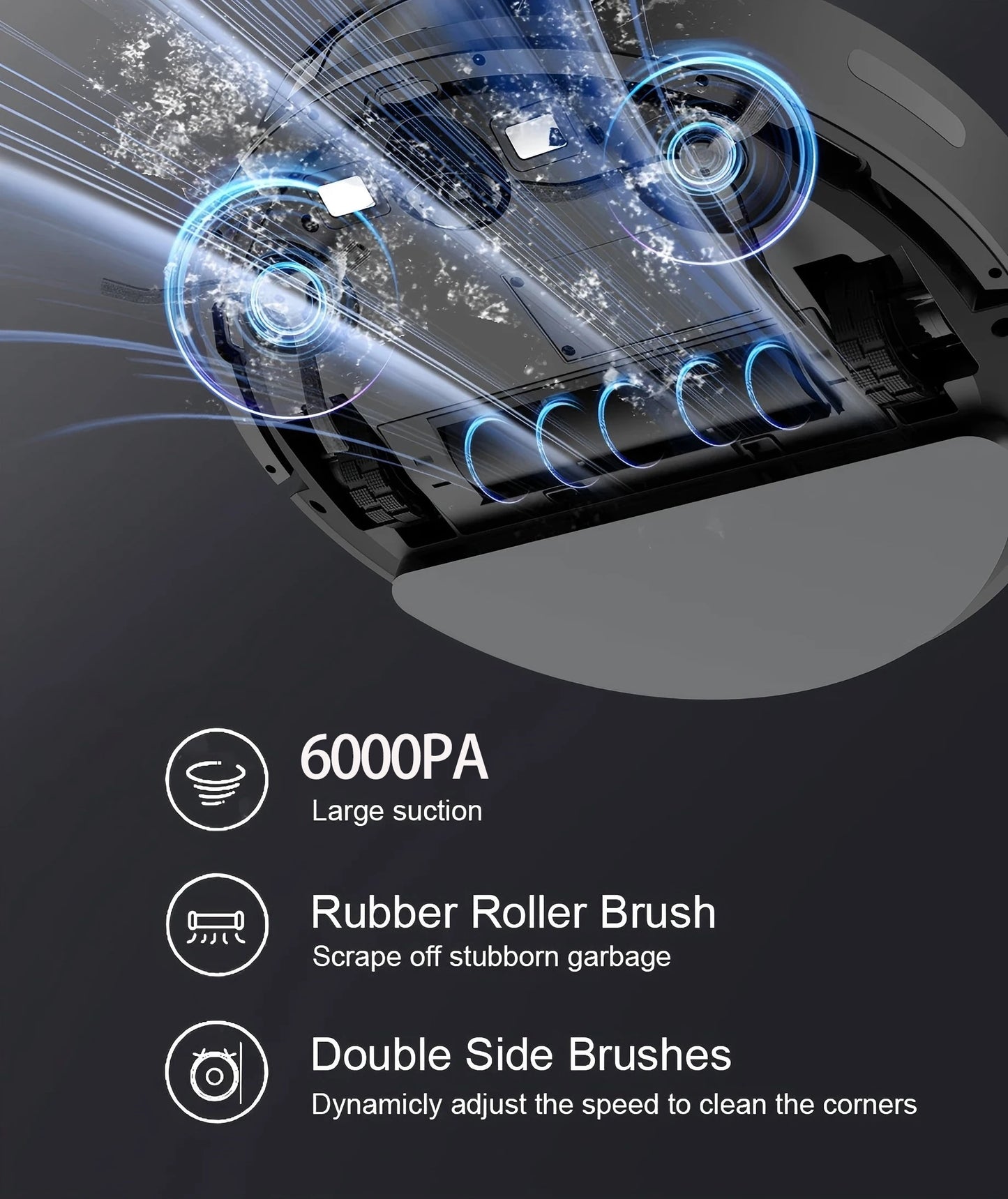 Smart Robot Vacuum & Mop Combo with 6000Pa Powerful Suction WiFi Voice Control Auto Recharge