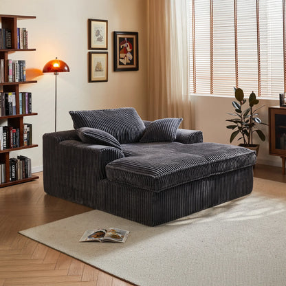 Large Modular Corduroy Double Chaise Sofa Vacuum Compressed for Easy Delivery