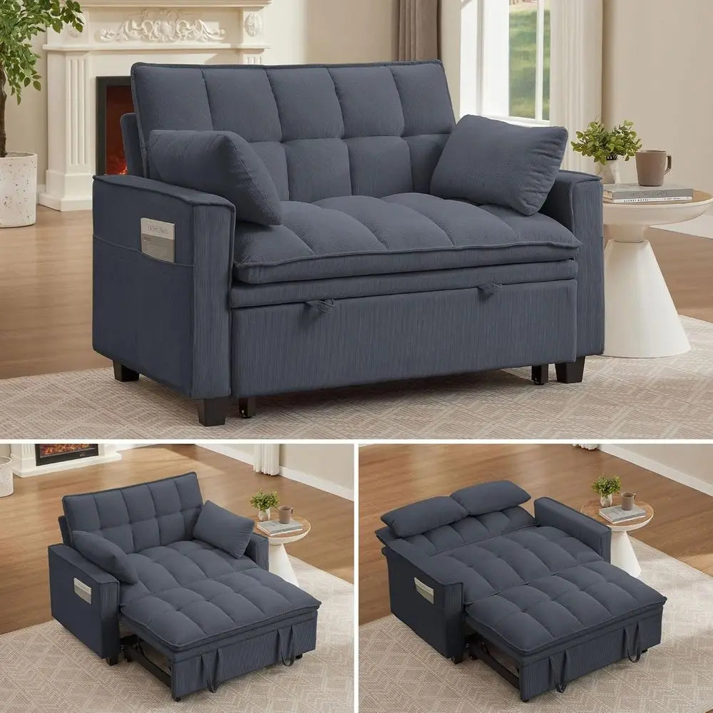 3-in-1 Convertible Sofa Bed with Pull-Out Sleeper