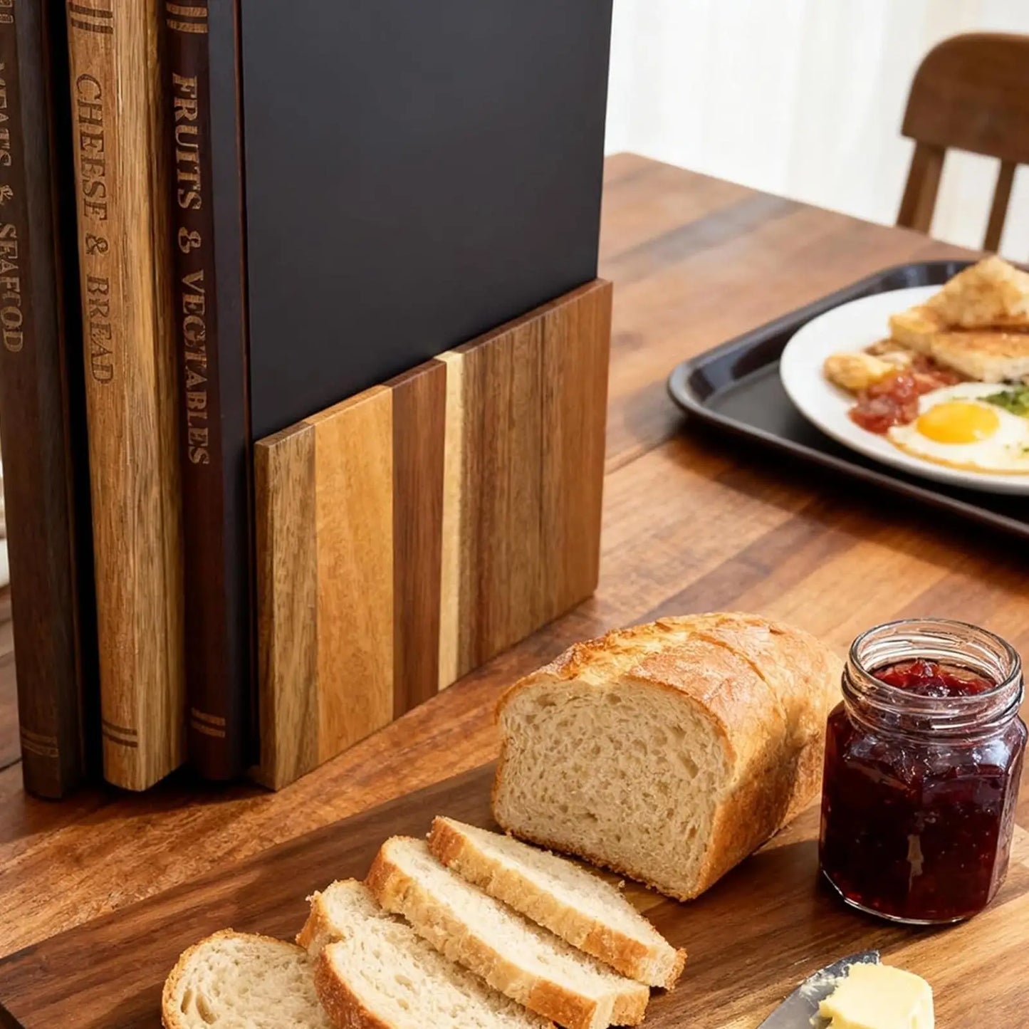 3-Piece Book Style Wooden Cutting Board Set with Stand