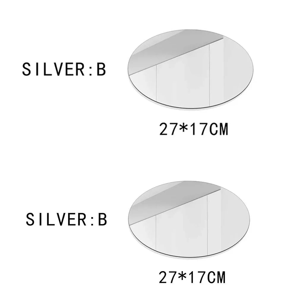 Elliptic HD Anti Fog Wall Mirror Sticker Self Adhesive Shatterproof Acrylic Non-Glass Safety Mirror Sheets for Home Decor