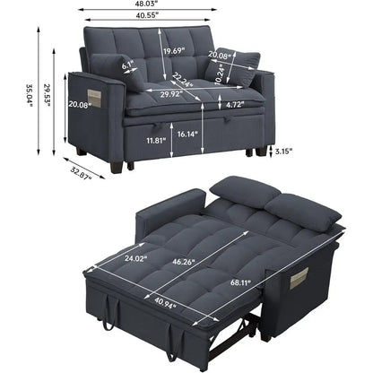 3-in-1 Convertible Sofa Bed with Pull-Out Sleeper
