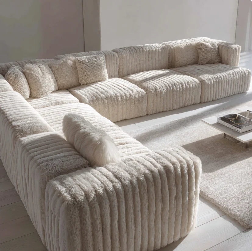 Modern Cloud Sectional Sofa with Plush Fluffy Upholstery | L-Shaped Living Room Couch, Vacuum Compressed for Easy Delivery