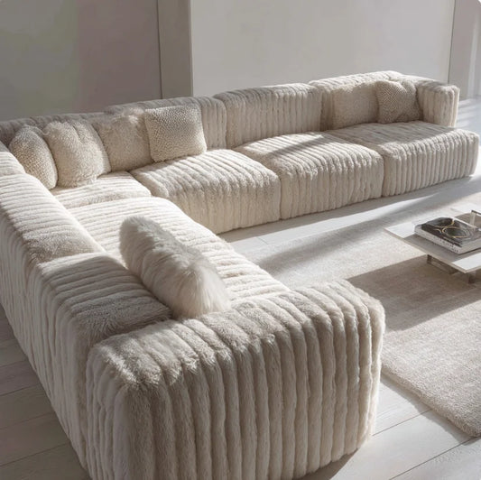 Modern Cloud Sectional Sofa with Plush Fluffy Upholstery | L-Shaped Living Room Couch, Vacuum Compressed for Easy Delivery