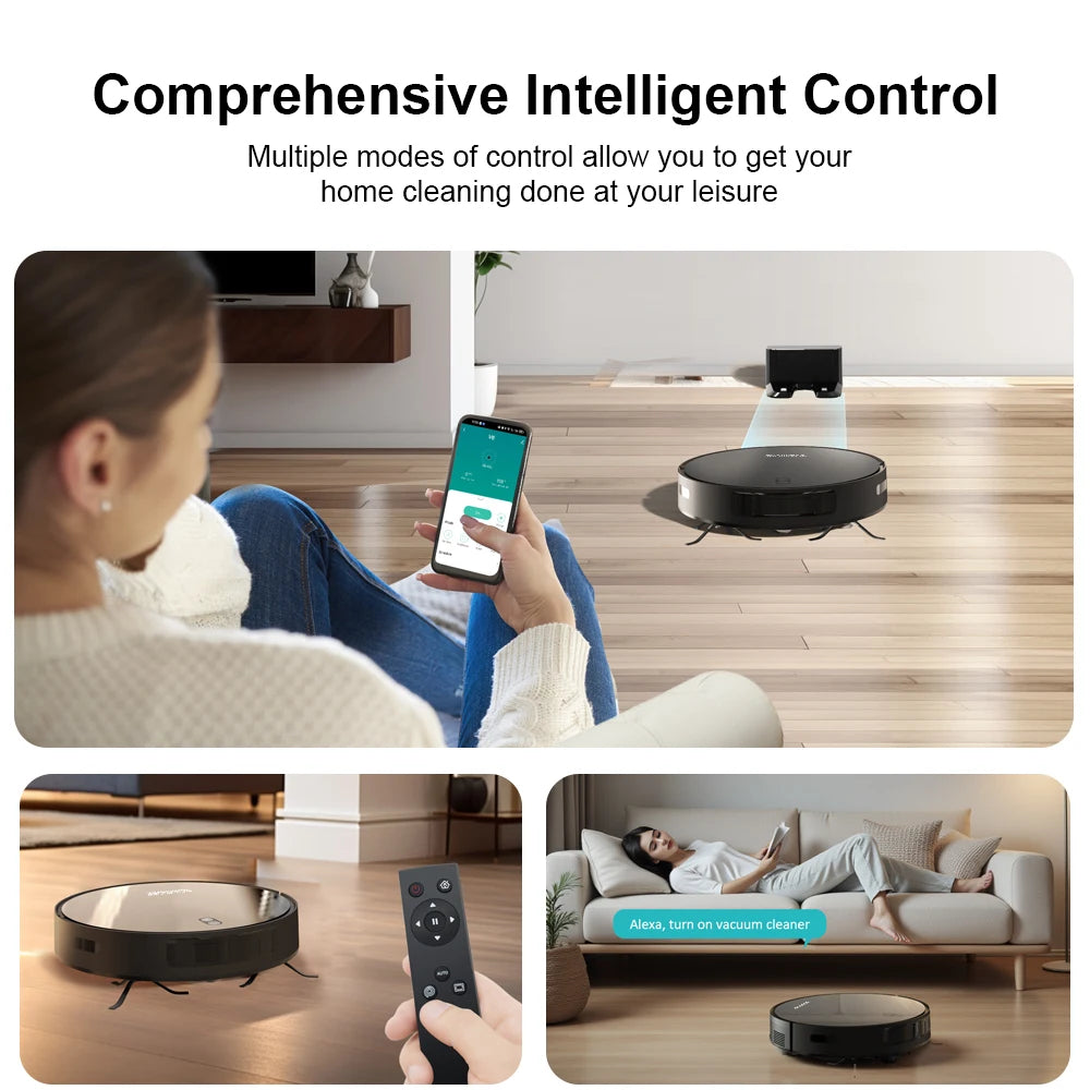 Smart Robot Vacuum & Mop Combo with 6000Pa Powerful Suction WiFi Voice Control Auto Recharge