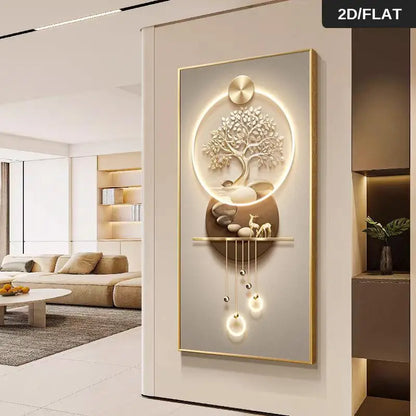 Modern Abstract Tree of Life Canvas Wall Art Elegant Gold Botanical Frameless Print