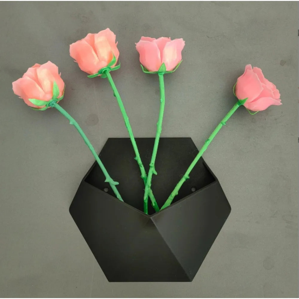 1PCS Geometric Hexagonal Flower Pot Wall-Mounted 3D Printed Succulent Plant Basin Decorative Wall Hanging Planter Indoor Plants