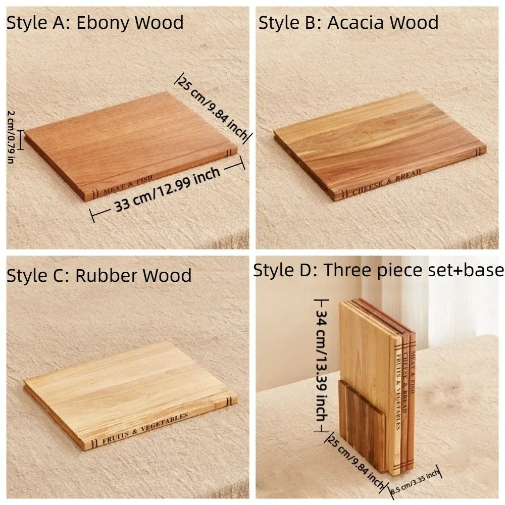 Premium Book Style Wooden Cutting Board Set for Modern Kitchens